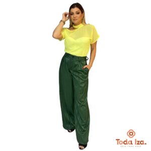 Calça Alfaiataria - Verde Riscado