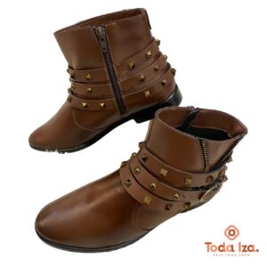 Bota Cano Baixo PU Marrom